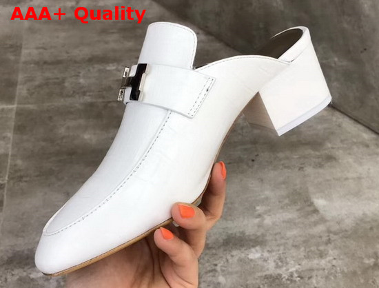 Hermes Paradis Mule in White Alligator Leather Replica