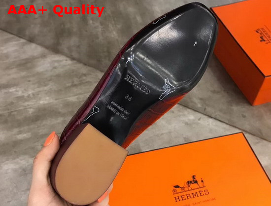 Hermes Paradis Mules in Burgundy Alligator Leather Replica