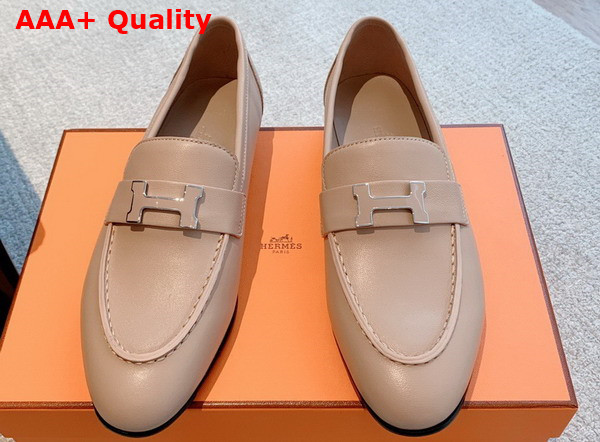 Hermes Paris Loafer in Beige Nude Goatskin Replica