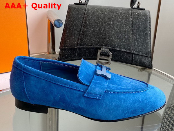 Hermes Paris Loafer in Blue Suede Goatskin Replica