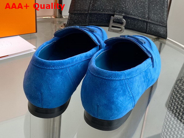 Hermes Paris Loafer in Blue Suede Goatskin Replica