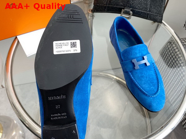 Hermes Paris Loafer in Blue Suede Goatskin Replica