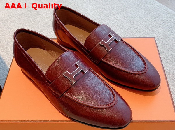 Hermes Paris Loafer in Burgundy Goatskin Replica