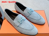 Hermes Paris Loafer in Pale Blue Suede Goatskin Replica