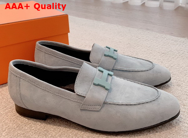 Hermes Paris Loafer in Pale Blue Suede Goatskin Replica