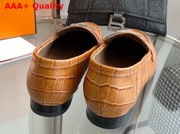 Hermes Paris Loafer in Tan Crocodile Embossed Calfskin Replica