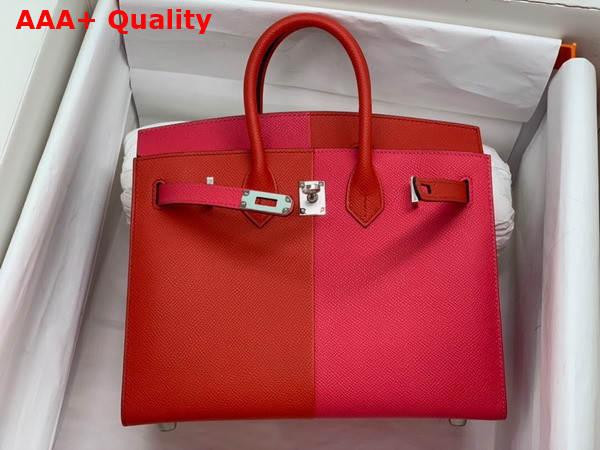 Hermes Patchwork Birkin 25 Epsom Leather Red and Pink Replica