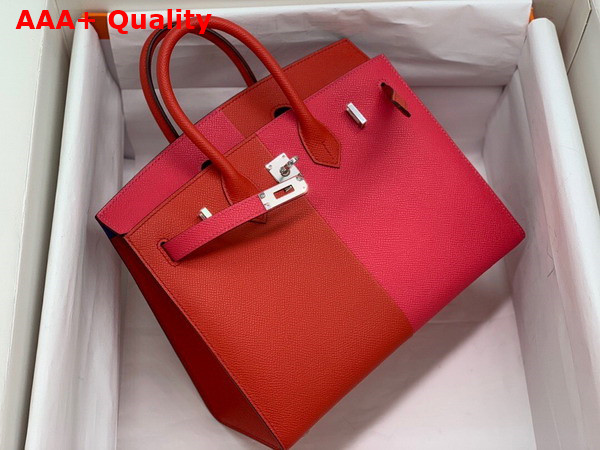 Hermes Patchwork Birkin 25 Epsom Leather Red and Pink Replica