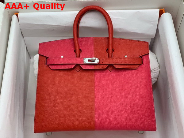 Hermes Patchwork Birkin 25 Epsom Leather Red and Pink Replica