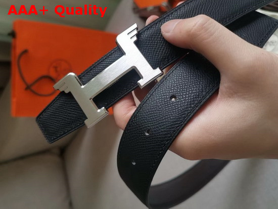 Hermes Pegase Belt Buckle and Reversible Leather Strap 32mm Epsom Calfskin Noir Chocolate Replica