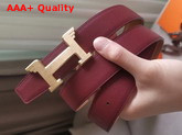 Hermes Pegase Belt Buckle and Reversible Leather Strap 32mm Epsom Calfskin Rouge H Gold Replica