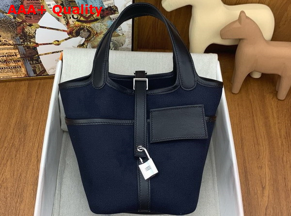Hermes Picotin Cargo 18 Bag in Black Canvas and Calfskin Replica