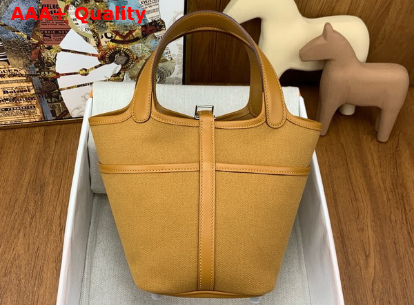 Hermes Picotin Cargo 18 Bag in Sesame Canvas and Calfskin Replica