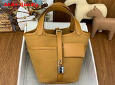 Hermes Picotin Cargo 18 Bag in Sesame Canvas and Calfskin Replica