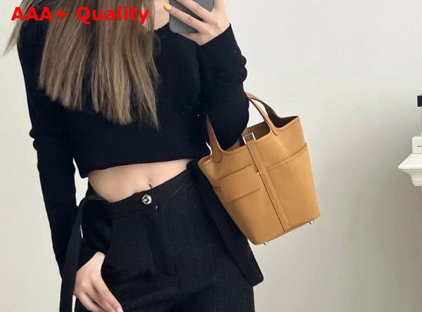 Hermes Picotin Cargo 18 Bag in Sesame Canvas and Calfskin Replica