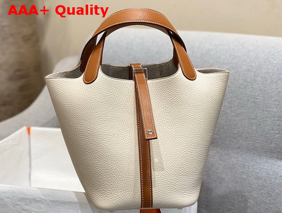Hermes Picotin Lock 18 Bag in Beige Taurillon Clemence Leather Replica