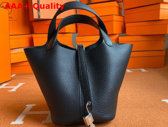 Hermes Picotin Lock 18 Bag in Black Taurillon Clemence Leather Replica