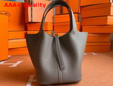 Hermes Picotin Lock 18 Bag in Elephant Gray Taurillon Clemence Leather Replica