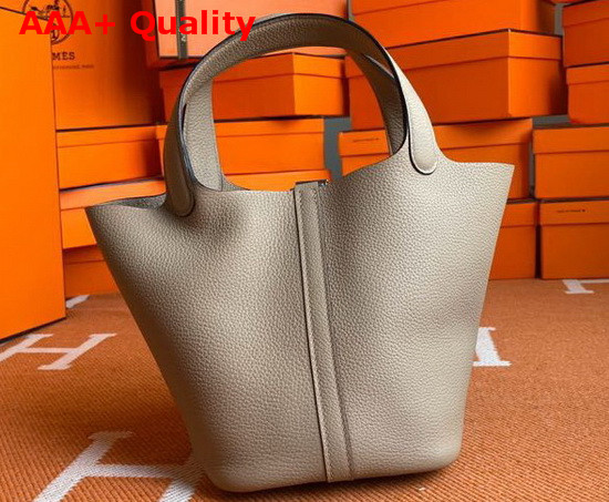 Hermes Picotin Lock 18 Bag in Light Gray Taurillon Clemence Leather Replica