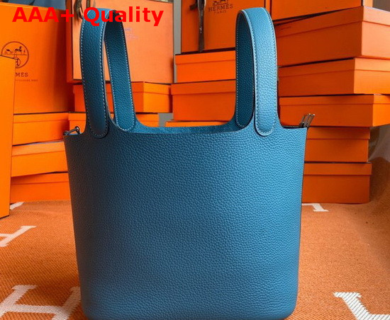 Hermes Picotin Lock 18 Bag in Mid Blue Taurillon Clemence Leather Replica