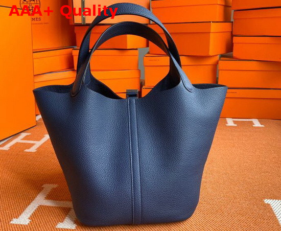 Hermes Picotin Lock 18 Bag in Navy Taurillon Clemence Leather Replica