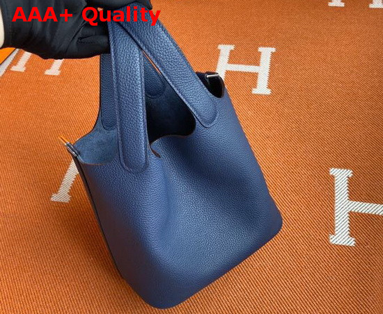 Hermes Picotin Lock 18 Bag in Navy Taurillon Clemence Leather Replica