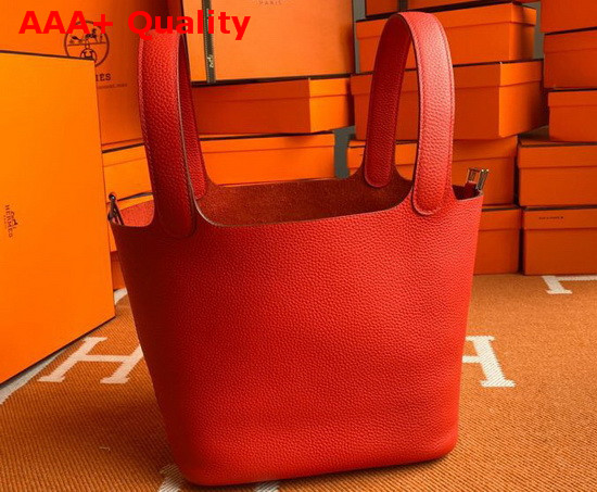 Hermes Picotin Lock 18 Bag in Red Taurillon Clemence Leather Replica