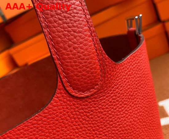 Hermes Picotin Lock 18 Bag in Red Taurillon Clemence Leather Replica