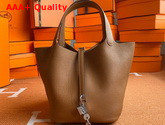 Hermes Picotin Lock 18 Bag in Tan Taurillon Clemence Leather Replica