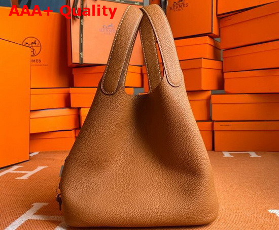 Hermes Picotin Lock 18 Bag in Tan Taurillon Clemence Leather Replica