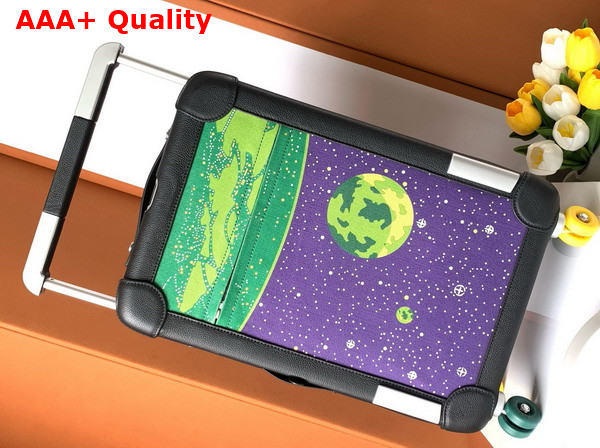 Hermes RMS Cabin Suitcase in Printed Canvas and Cowhide Leather Replica