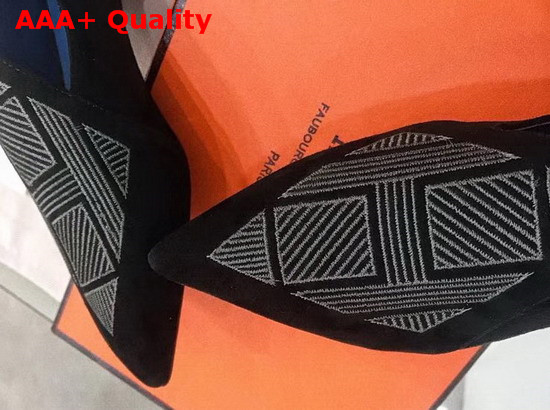 Hermes Rex Mule in Black Suede Goatskin Replica