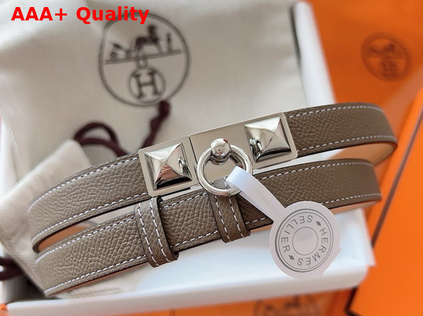 Hermes Rivale 18 Belt in Elephant Grey Epsom Calfskin Replica