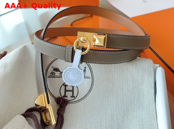 Hermes Rivale 18 Belt in Elephant Grey Epsom Calfskin Replica