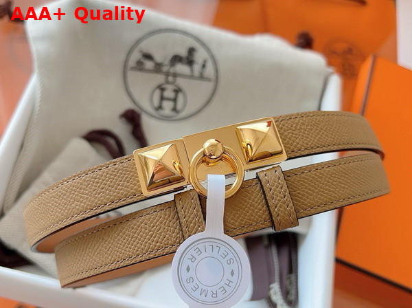 Hermes Rivale 18 Belt in Oat Milk Epsom Calfskin Replica