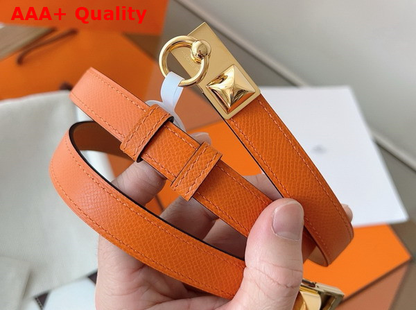 Hermes Rivale 18 Belt in Orange Epsom Calfskin Replica