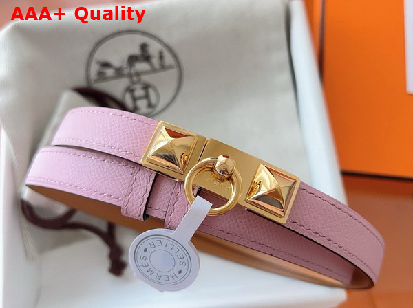 Hermes Rivale 18 Belt in Pink Epsom Calfskin Replica