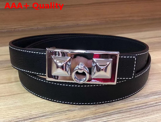 Hermes Rivale Belt in Black Epsom Calfskin Leather Replica