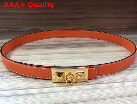 Hermes Rivale Belt in Orange Epsom Calfskin Leather Replica