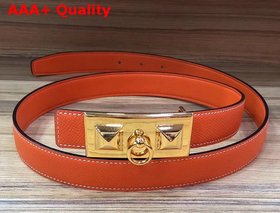 Hermes Rivale Belt in Orange Epsom Calfskin Leather Replica