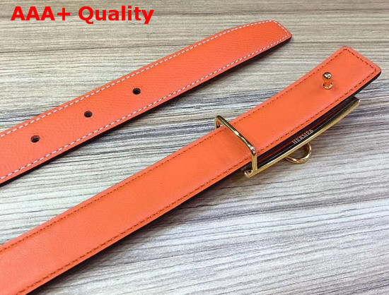 Hermes Rivale Belt in Orange Epsom Calfskin Leather Replica