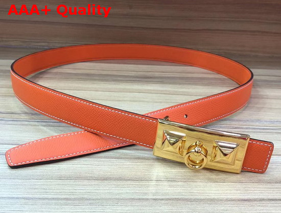 Hermes Rivale Belt in Orange Epsom Calfskin Leather Replica