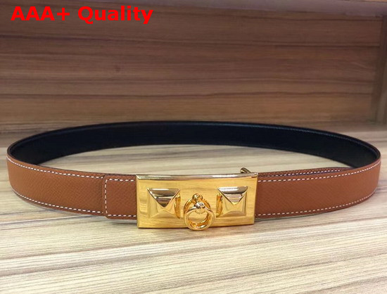 Hermes Rivale Belt in Tan Epsom Calfskin Leather Replica