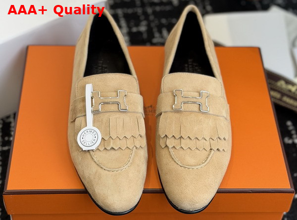 Hermes Royal Loafer in Beige Sable Suede Goatskin Replica