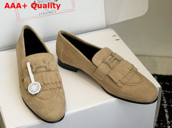 Hermes Royal Loafer in Beige Sable Suede Goatskin Replica