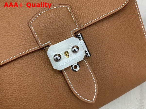 Hermes Sac a Depeches 21 Bag in Gold Brown Togo Leather Replica