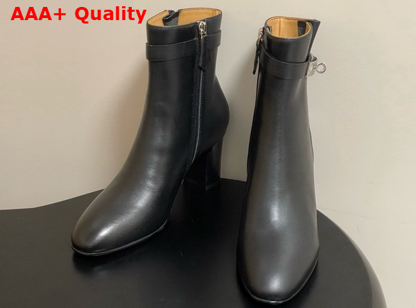 Hermes Saint Germain Ankle Boot in Black Calfskin with Silver Iconic Buckle Replica