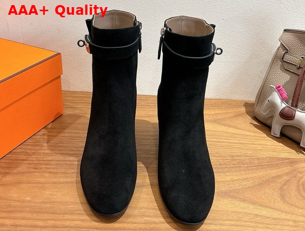 Hermes Saint Germain Ankle Boot in Black Suede Goatskin Replica