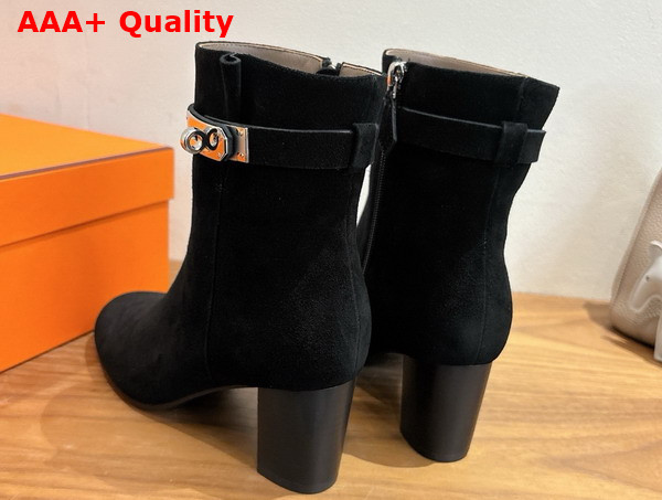 Hermes Saint Germain Ankle Boot in Black Suede Goatskin Replica