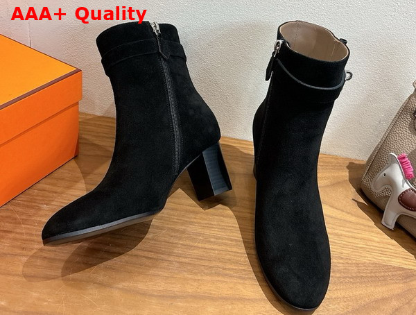 Hermes Saint Germain Ankle Boot in Black Suede Goatskin Replica